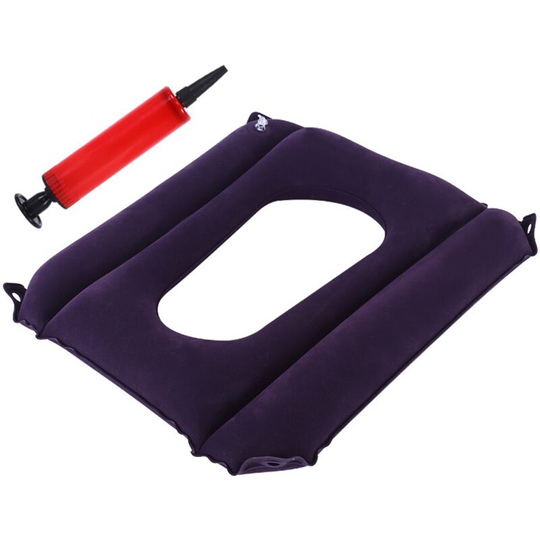 Inflatable Square Cushion Breathable Comfort Inflatable Air Seat Cushion and Inflator (Black) for Seat Toilet Office School Chair Wheelchair,