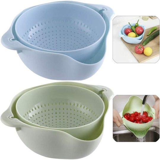 Gdrhvfd - Pieces Rotating Drain Basket Kitchen Basin Drain and Basket Two Rotating Drain Baskets 2 in 1 Multifunction Kitchen Colander