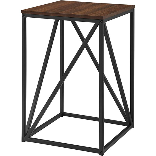 simpa 16" Dark Walnut Geometric Side Table