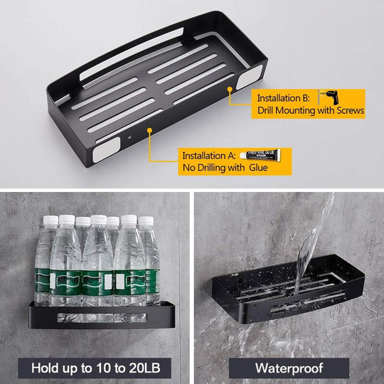 Stainless Steel Shower Shelf Bathroom Shelf Shower Caddy Shower Storage Organizer No Screws No Drilling, Self Adhesive, No Mess Wall Mounted for