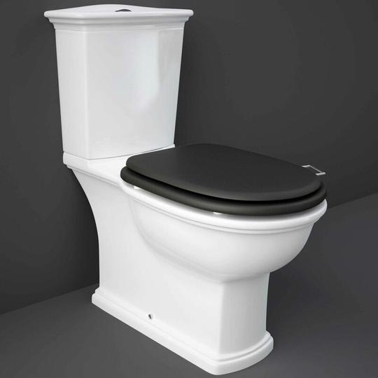 Rak Washington Close Coupled Toilet with Horizontal Outlet & Push Button Cistern - Black Seat