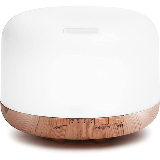 Perlerare - 500ml Essential Oil Diffuser, 5 in 1 Premium Ultrasonic Electric Vaporizer Humidifier, Waterless Timer and Auto Shut Off, 7 Colors led