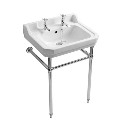 White Ceramic Rectangular Washstand Bathroom Sink with Overflow