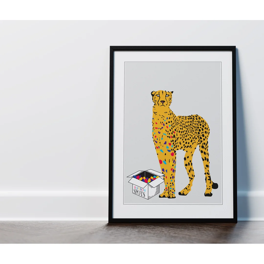 Cheetah with Rainbow Spots Picture Frame Graphic Art