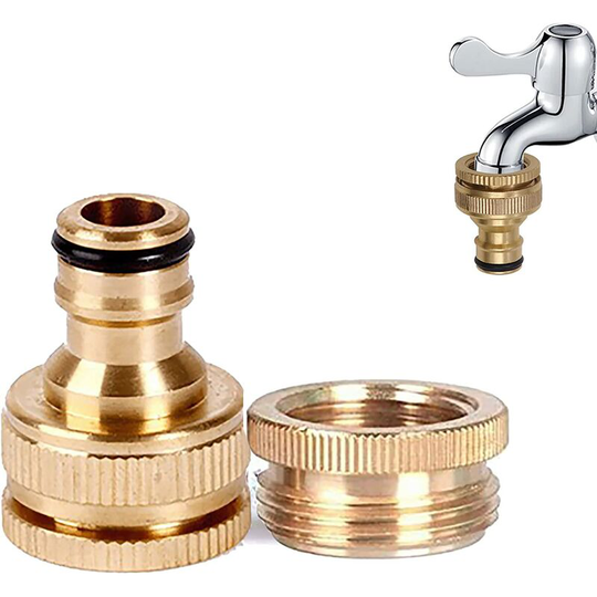 Brass Outdoor Garden Hose Faucet Connector 1/2' to 3/4' 2 in 1 Female Quick Tap Connector for Garden Hose Fittings, Water Thread Faucet Adapter