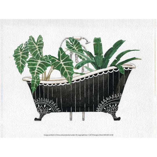 Black Bathtub Full of Plants II - Wrapped Canvas Painting Print
