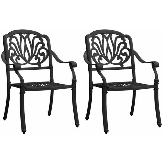 Garden Chairs 2 pcs Cast Aluminium Black Vidaxl Black