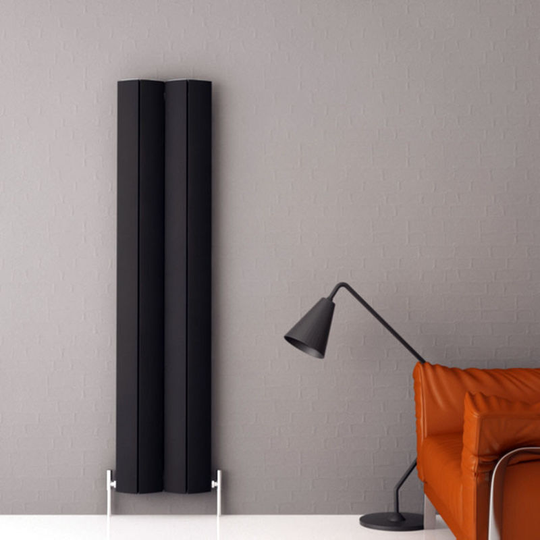 Carisa - Nixie Aluminium Vertical Designer Radiator 1800mm h x 415mm w - Textured Black - BlackTextured Black