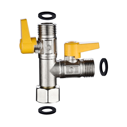 BR-Vie 3 Way Valve t Fitting 3 Way Toilet Faucet g 1/2 Hand Shower 3 Way Shower Diverter Valve Brass Shower Valve with 3 Rubber Washers for Bathroom,