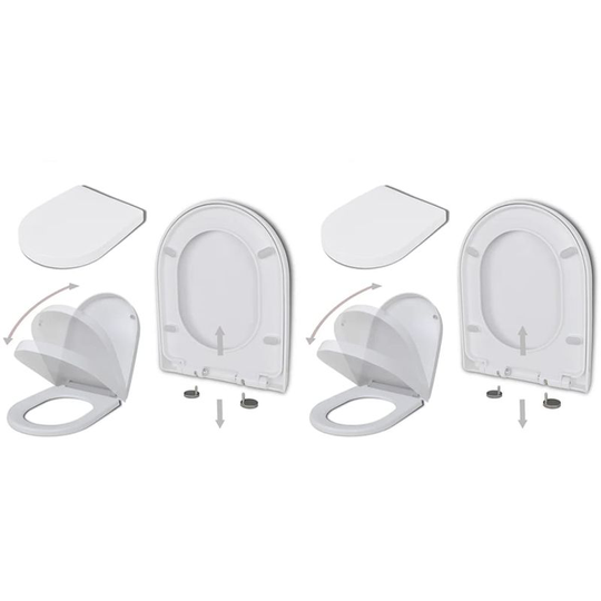 Toilet Seats with Soft Close Lids 2 pcs Plastic White VD18819 - Hommoo
