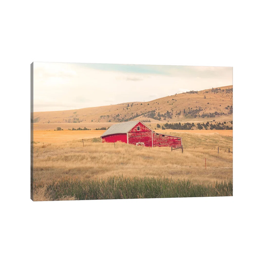 Montana Red Barn by Ann Hudec - Wrapped Canvas Graphic Art