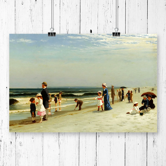 'Families on the Beach' by Samuel S. Carr Graphic Art