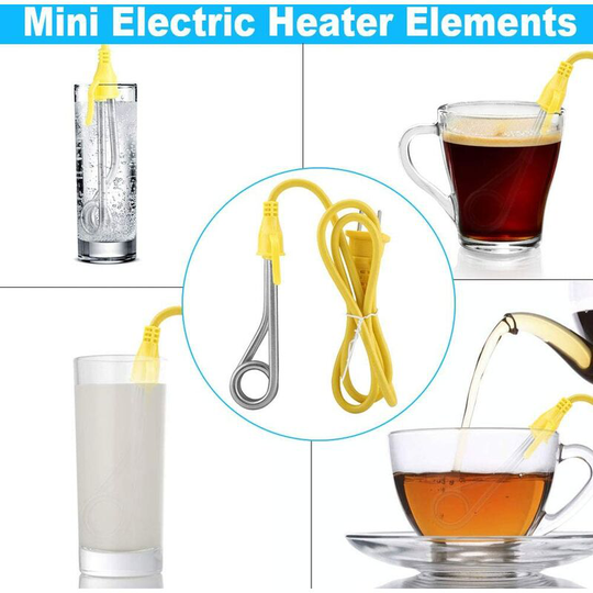 Immersion Heater, 220V 600W Portable Heater Travel Kit, Safe Mini Boiler Ideal for Heating Boiling Chocolate Coffee, Tea and Drinking Water