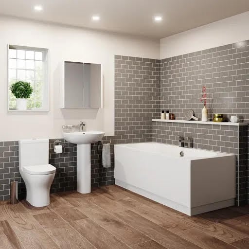 Arles Bathroom Suite with Double Ended Curved Bath - 1700x750mm