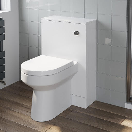 Artis White Gloss Flat Pack Concealed Cistern Unit & Tivoli Toilet - 500mm Width