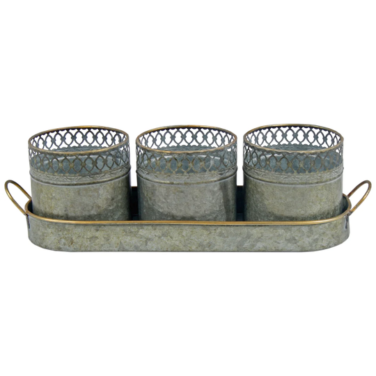 4 Piece Metal Cachepot Set