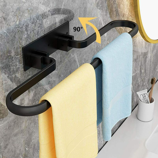 Towel holder without drilling, self-adhesive foldable towel rail, aluminum bath towel holder, matt black guest towel holder, tea towel holder, to-60cm