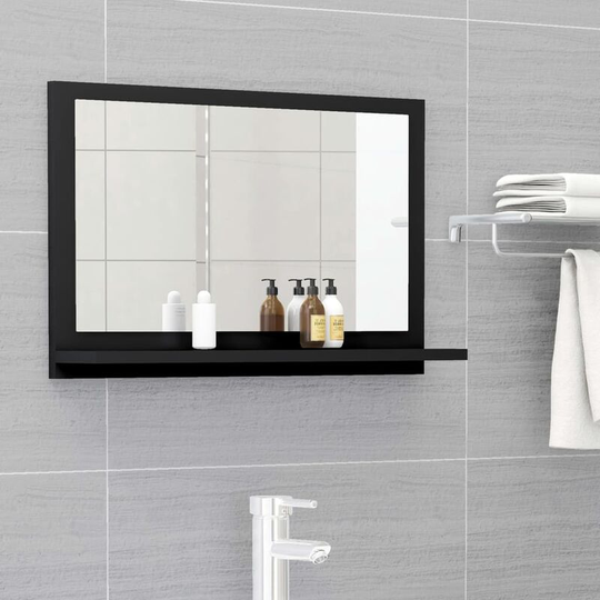 Bathroom Mirror Black 60x10.5x37 cm Chipboard FF804563_UK - Topdeal
