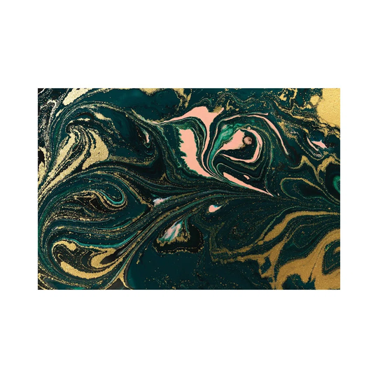 Salmon Gold Green Marble by EnShape - Wrapped Canvas Art Prints
