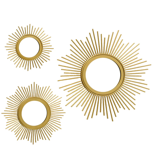 Tinker Sunburst Metal Framed Wall Mounted Mirror in Gold