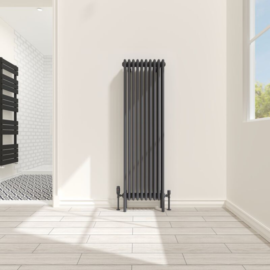 NRG - Traditional 4 Column Radiator Cast Iron Style Heating Rads Vertical Anthracite 1500x470mm