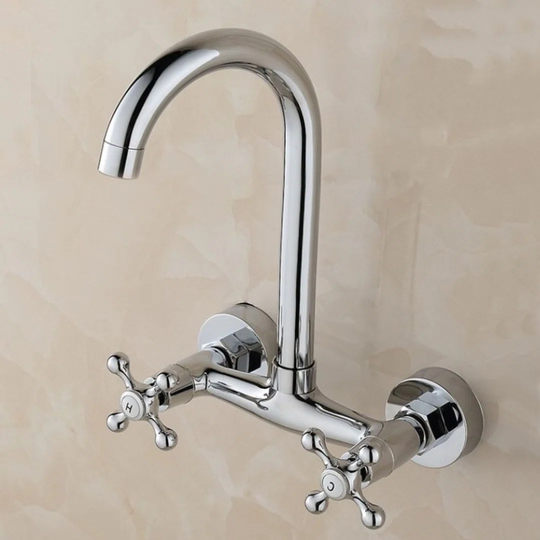 Pull Down Touch Twin Lever Monobloc Tap With Vintage Umbrella Barrel