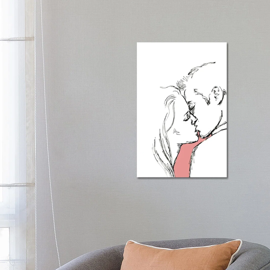 Kiss - outline by Fanitsa Petrou - Wrapped Canvas Graphic Art