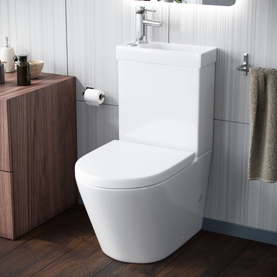 Neshome - Pilton 2 in 1 Close Coupled Pan, Cistern, Seat & Mini Mono Basin Mixer Tap