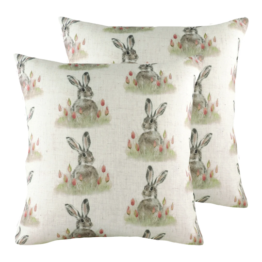 Carballo Hedgerow Hare Repeat Cushion with Filling