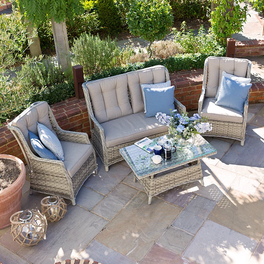 Mcguire High Back 4 Seater Rattan Sofa Set with Cushions