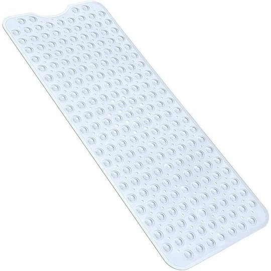 Perlerare - Non-Slip Bathtub Mat Child Shower 100 * 40CM Non-Slip Extra Long Bath Mat, Non-Slip Bath Mat with Suction Cup White Machine Washable