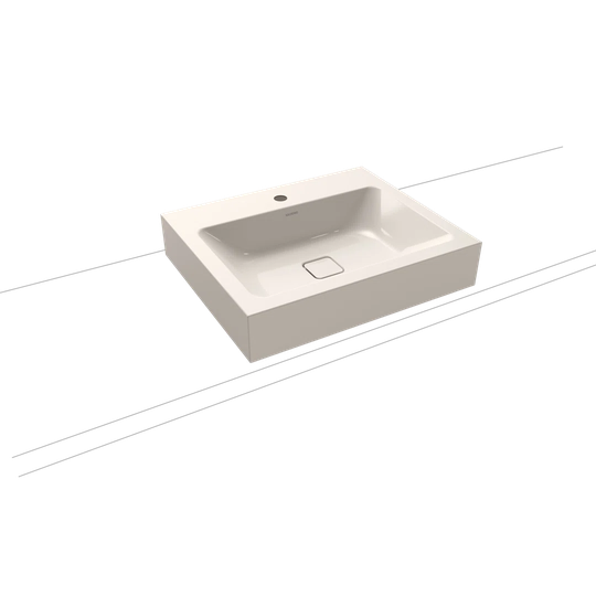 Pergamon Beige Steel Enamel Rectangular Countertop Basin Bathroom Sink