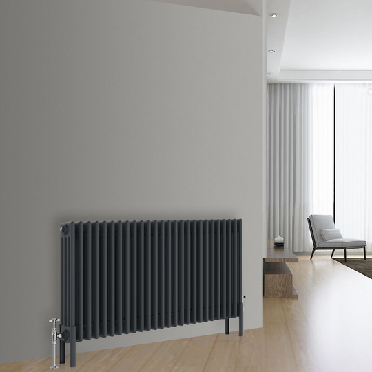 Traditional Cast Iron Style Radiator Anthracite Central Heating Rads Horizontal 4 Column 600x1190mm