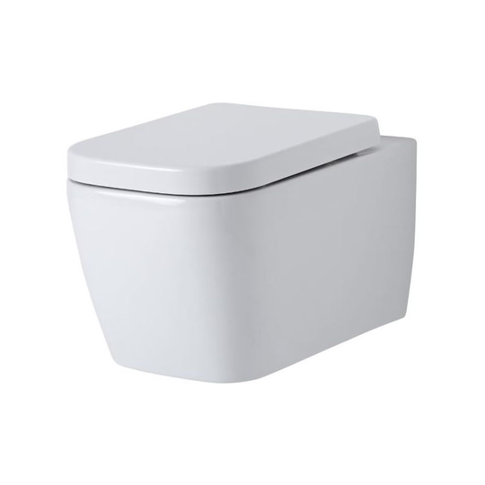 Milano - Longton - White Ceramic Modern Bathroom Wall Hung Toilet wc and Soft Close Seat