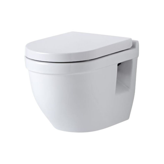Milano - Newby - White Ceramic Modern Bathroom Wall Hung Toilet wc and Soft Close Seat