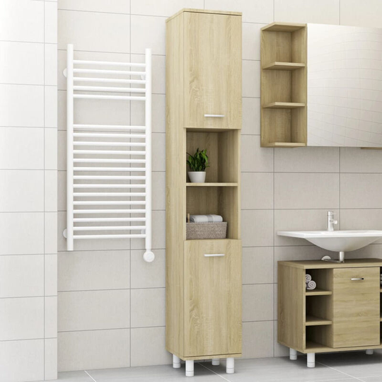 Bathroom Cabinet Sonoma Oak 30x30x179 cm Chipboard