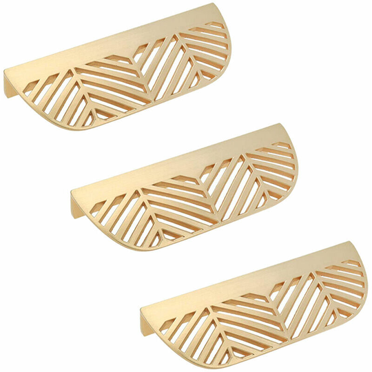 3pcs handles of furniture in the shape of sheets drawer brass handle for drawer cabinet kitchen-sodium