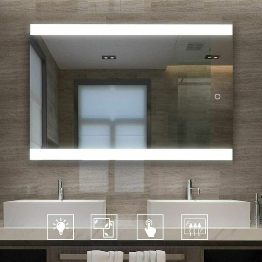 500 x 700mm Illuminated led Bathroom Mirror with Demister Pad Touch Sensor 3 Color Dimmable Wall Mounted Vertical Horizontal - Miqu