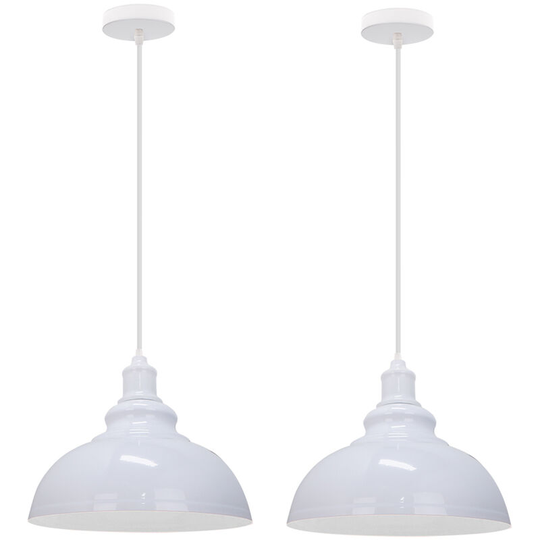 2PCS Retro Industrial Pendant Light Modern Bedroom Lighting Hanging Light Ø29cm White - White