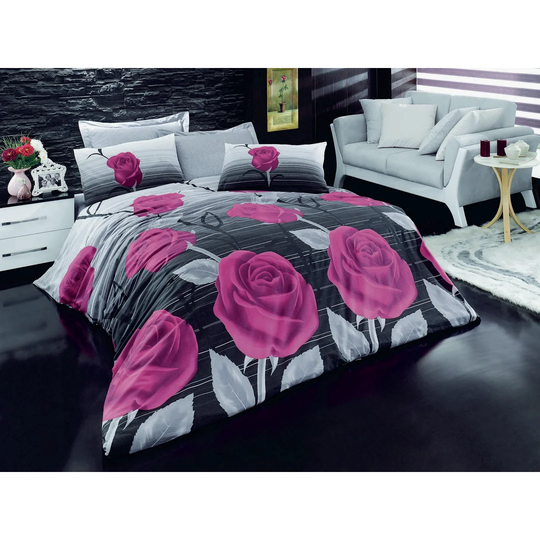 Taveras Purple/Black 100% Cotton Duvet Cover Set