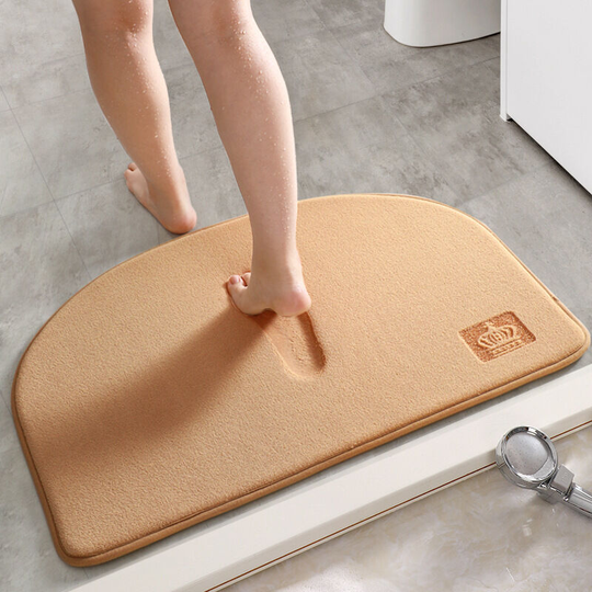 Semicircle 50x80cm Non-Slip Bath Mat, Bathroom Mat, Non-Slip Shower Mat for Bedroom and Bathroom, Soft and Comfortable, Beige