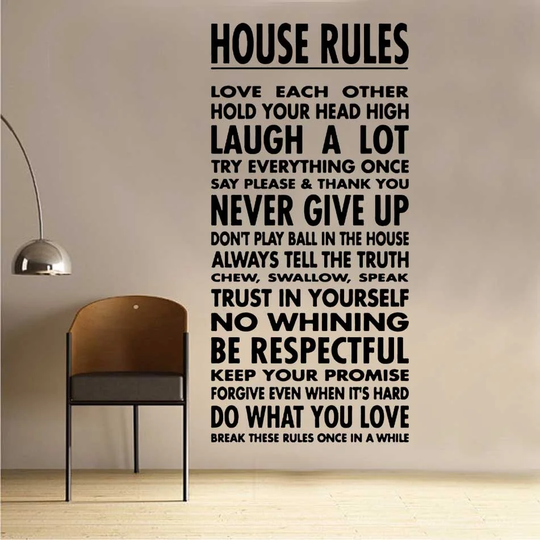 House Laws Decal Wall Sticker