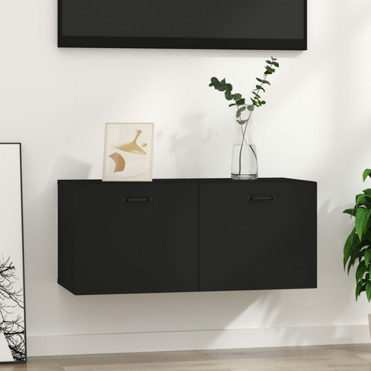 Wall Cabinet Black 80x35x36,5 cm Engineered Wood