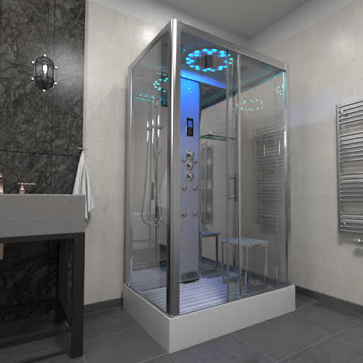 Insignia Platinum Rectangular Steam Shower Cabin 1050 x 850mm - Chrome Frame