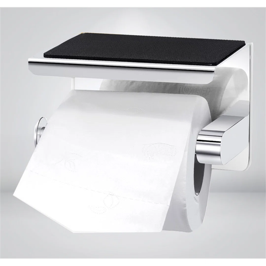 Serrato Wall Mounted Toilet Roll Holder With Shelf