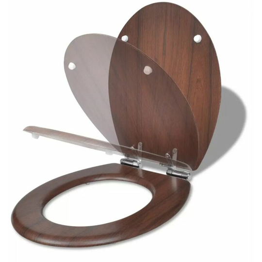 WC Toilet Seat MDF Soft Close Lid Simple Design Brown