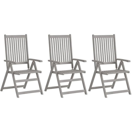 Garden Reclining Chairs 3 pcs Grey Solid Acacia Wood Vidaxl Grey