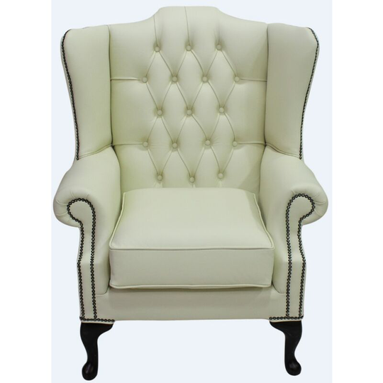 Chesterfield Mallory Flat Wing High Back Wing Chair Shelly Cream Leather