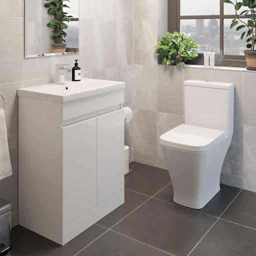 Marseille Close Coupled Toilet & Artis White Vanity Unit 600mm