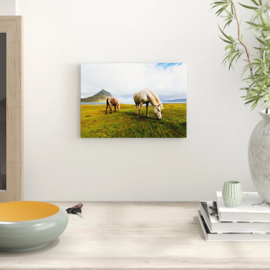 'Grazing Horses landscape' Photographic Print